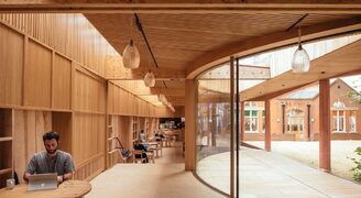 Lea Library wins RIBA London award 2023 for its sustainable and sophisticated design with bespoke glazing package comprising of curved glass.