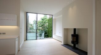 slim sliding doors to open plan living space