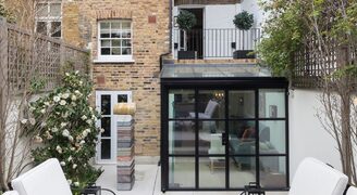 steel framed glass extension on a Grade II Listed Home in London