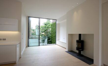 slim sliding doors to open plan living space