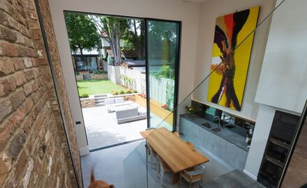 very tall sliding doors on kitchen extension