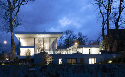 Luxury new build home with slim framed glazed facades