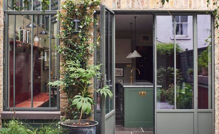 botanical garden inspired extension with steel framed glazing