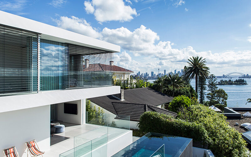 Contemporary home with minimal sliding glass doors