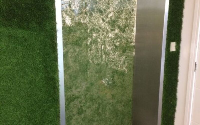 decorative internal glass door with material interlayer using grass