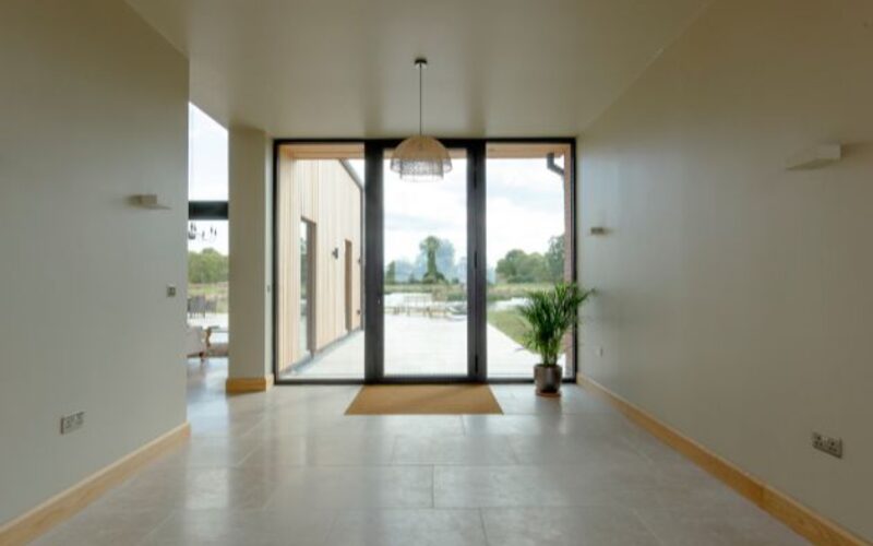 glass entrance way and front door to farmhouse in leicester