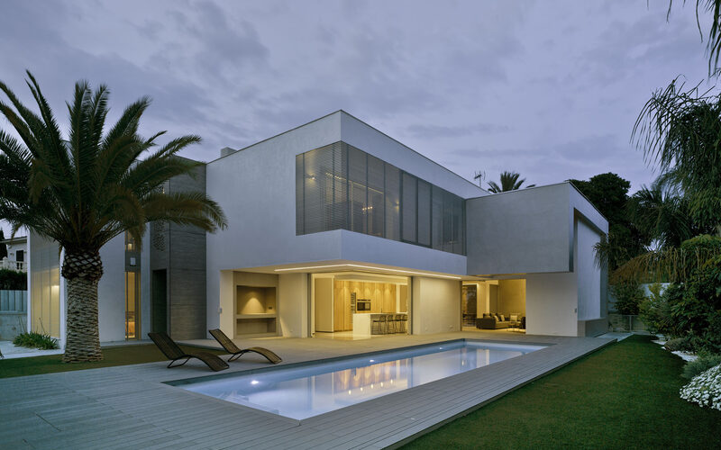 Sliding glass doors to luxury international villa