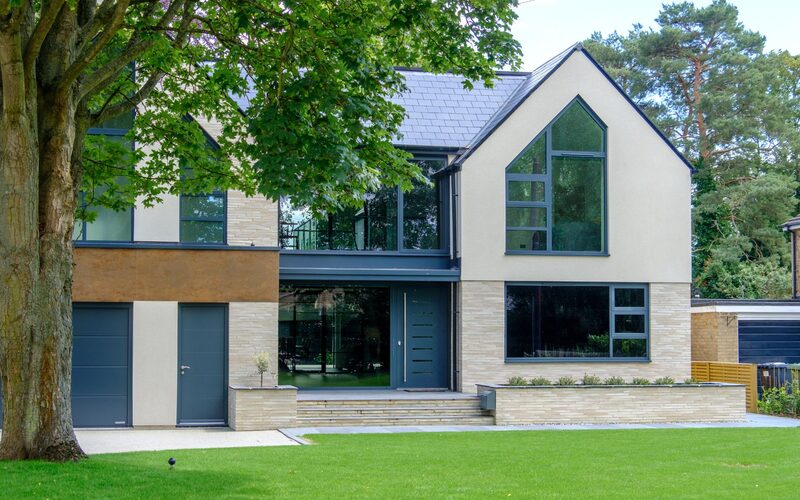 Front elevation of modern house in Cambridgeshire