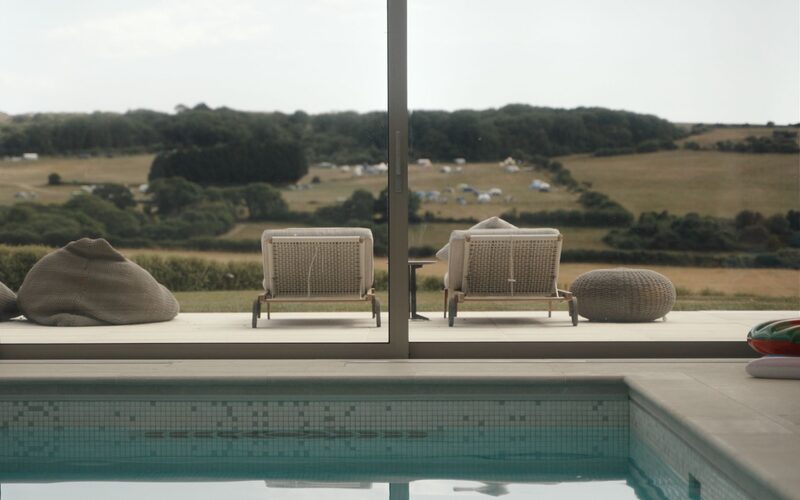 Views out to Purbeck countryside from swimming pool