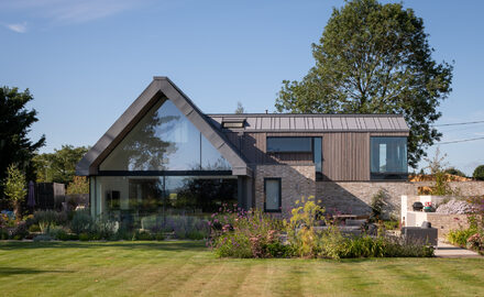 Modern new build with large glass gable